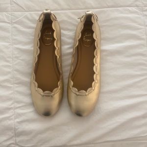 Jack Rogers lucie gold scalloped slip on flats